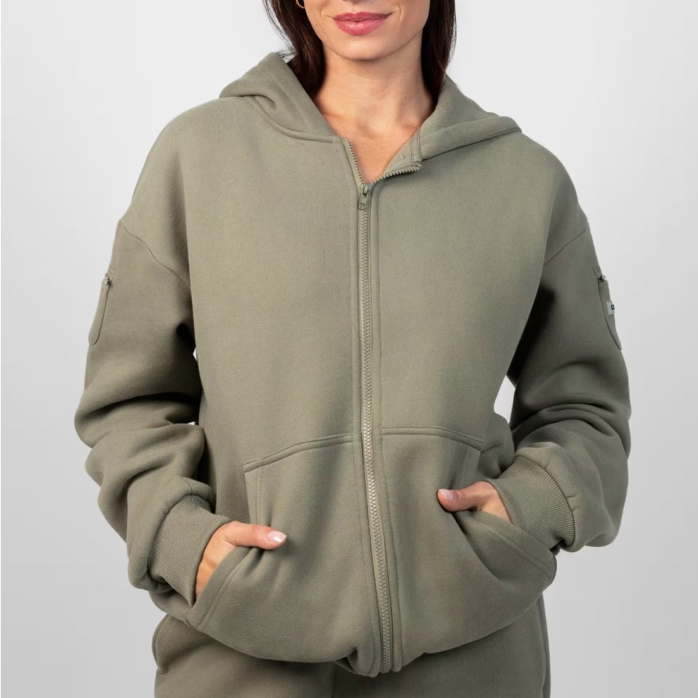 Women's Olive Zip-Up Hoodie